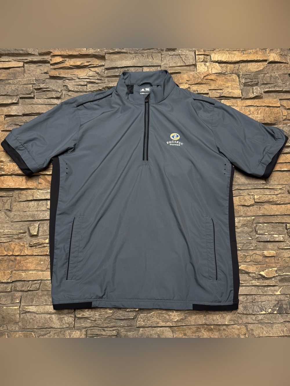 Pacific Dunes Golf Short Sleeve Jacket Men's Large Adidas Gray Wind Rain 1/4 Zip
